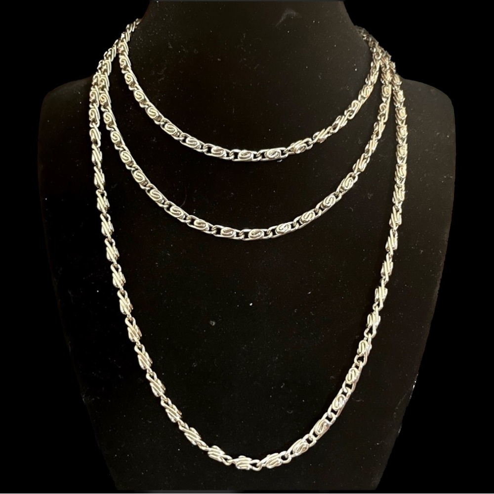 Extra Long Silver Single Double or Triple Necklace - Picture 1 of 5